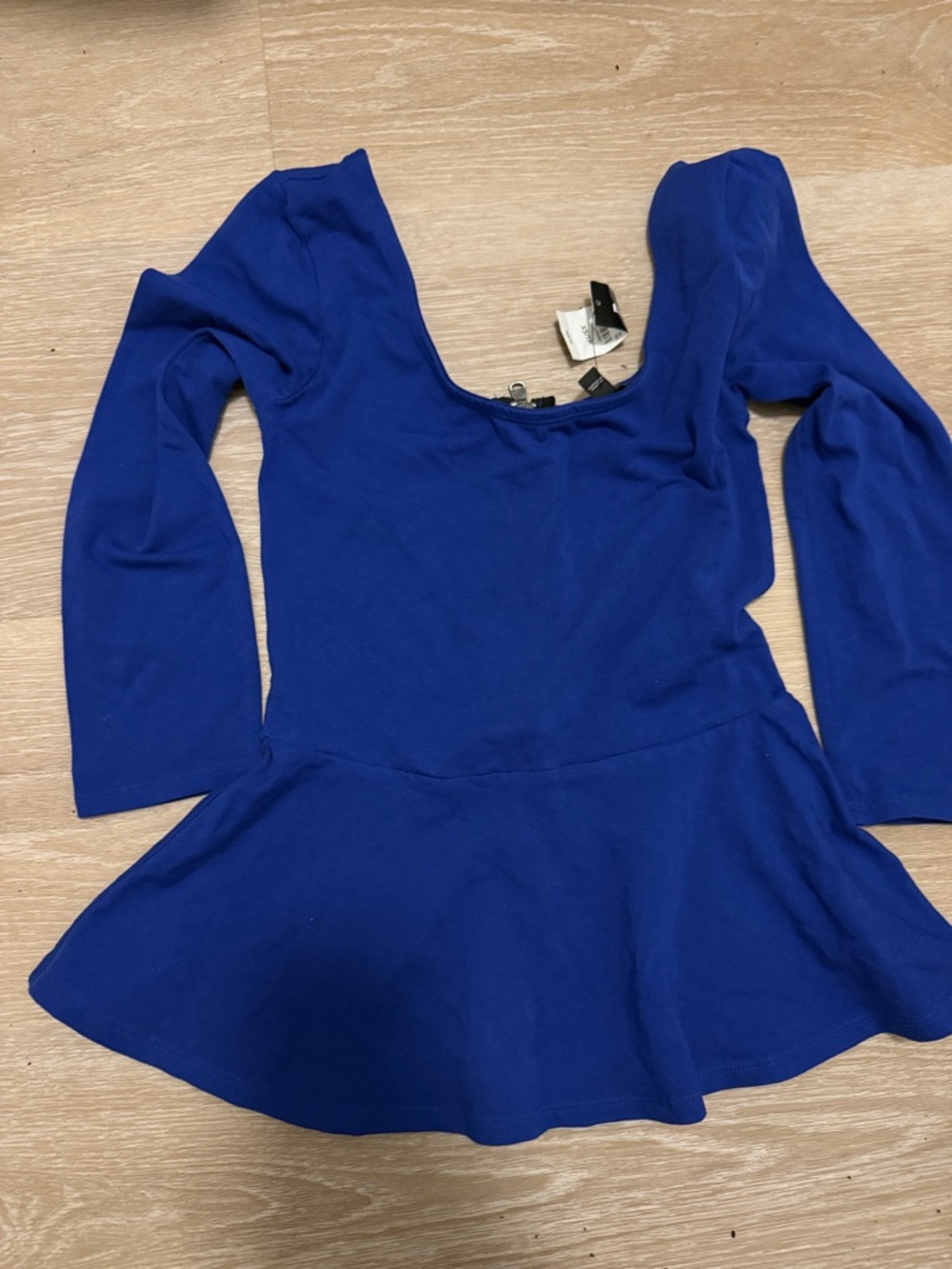 Express Blue Long Sleeve Peplum Top